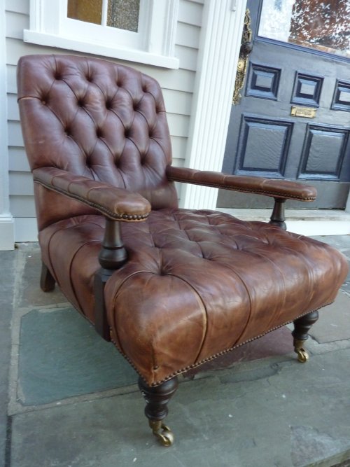 Victorian Tufted Leather Easy Chair