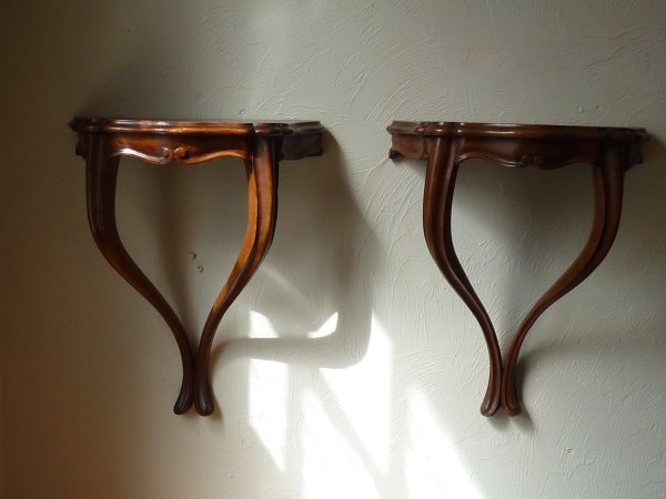 Pair of Italian Walnut Console Brackets