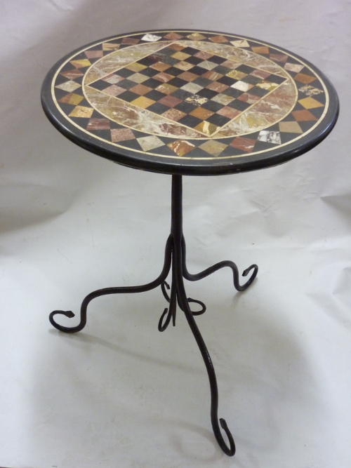 Marble Inlay Chessboard Table