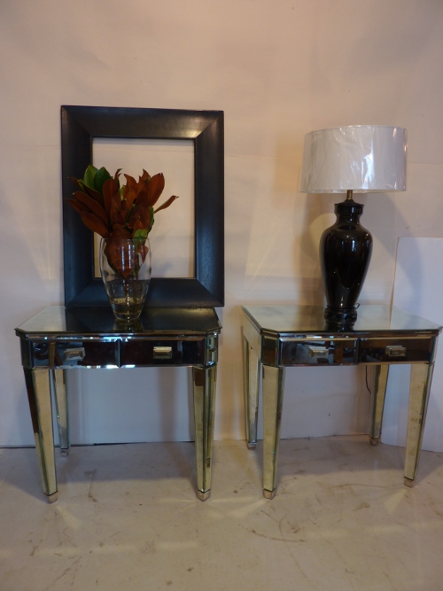 Hollywood Regency Mirrored End Tables