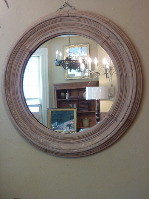 Large Round Weathered Mirror