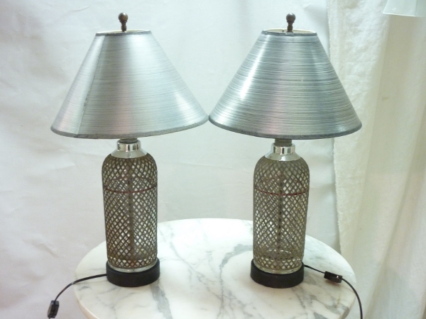 Pair Selzer Bottle Lamps