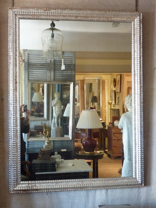 Large 19th C Silver Ripple Mirror