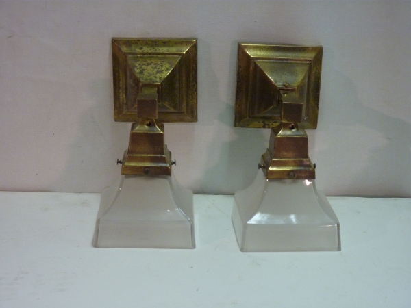 Brass Sconces with Glass Shades