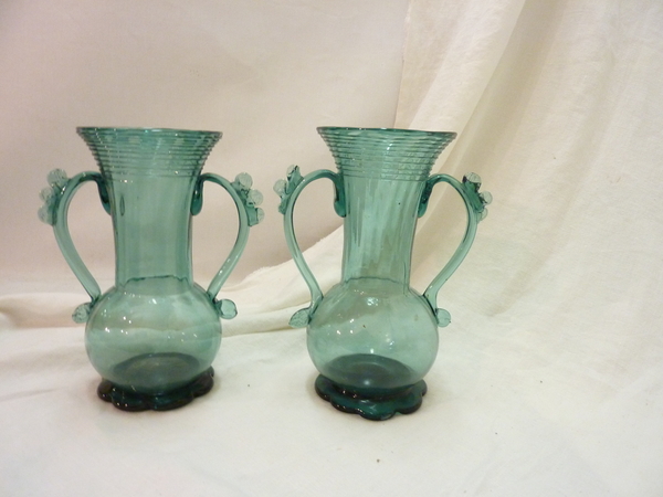 Pair Spanish Glass Vases