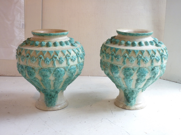 Pair French Ceramic Urns