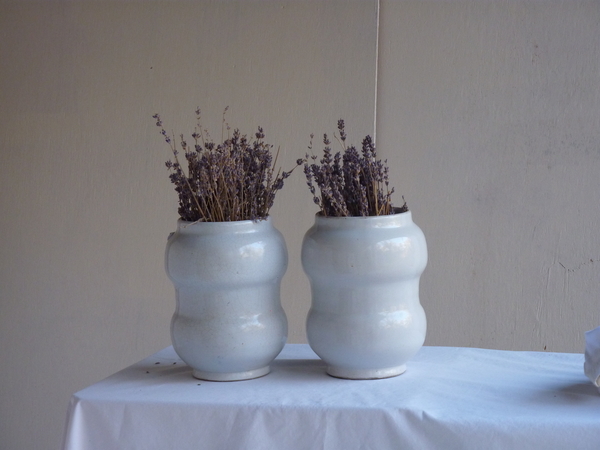 Pair 19th Century French Ceramic Apothecary Jars