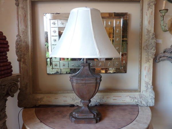 Large Wooden Urn Lamp