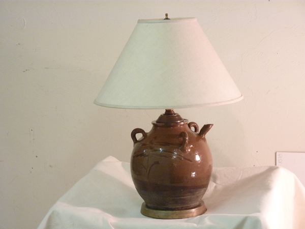 Chinese Ceramic Wine Vessel Lamp