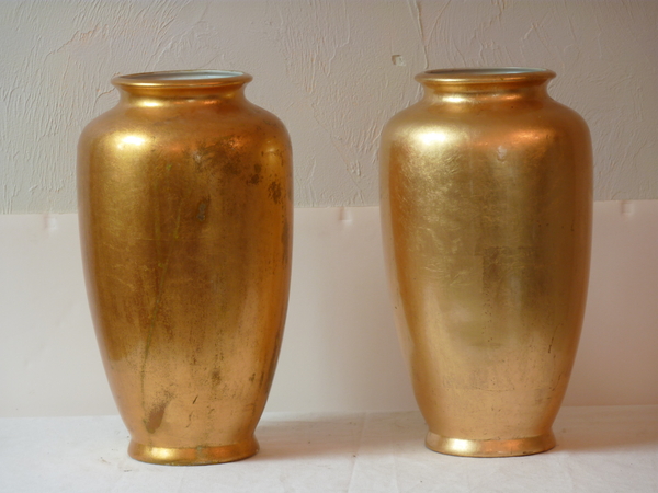 Pair Gilded Porcelain Vases