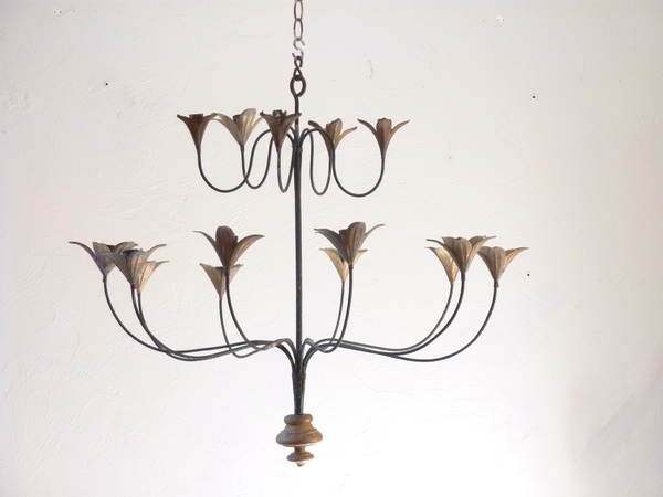Iron and Tole Chandelier