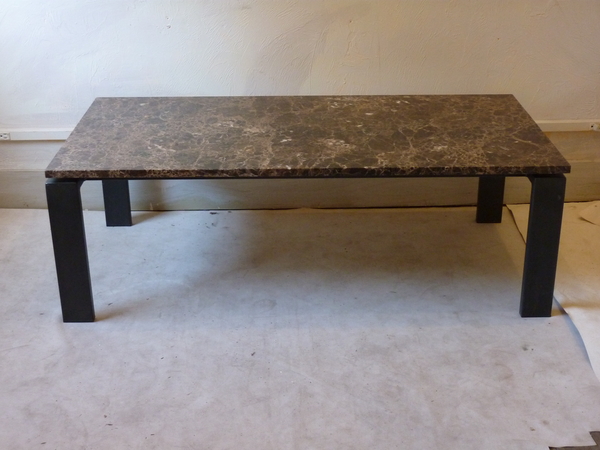 Modern Iron and Marble Coffee Table