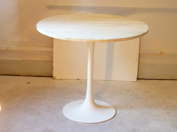 Modern Tulip Table with Travertine
