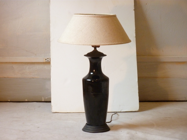 Japanese Black Porcelain Lamp