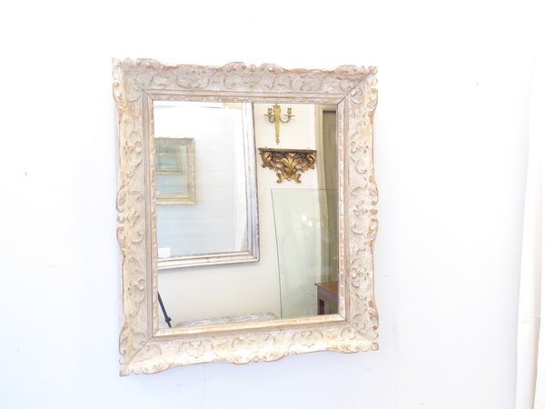 Rococo Rubbed Gesso Carved Wood Mirror
