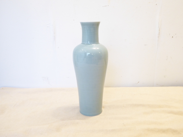19th C Japanese Robins Egg Blue Baluster Vase
