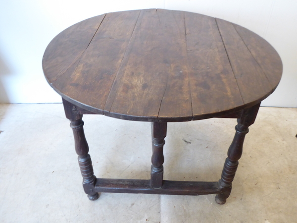 18th C English Oak Tuck Away Table