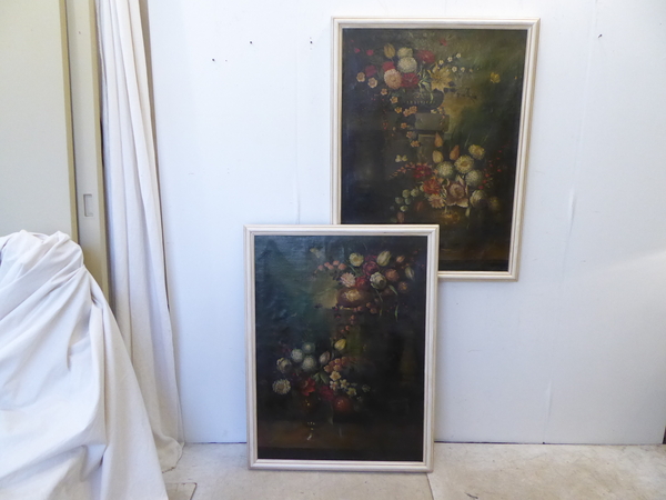 Pair 18th Century French Floral Paintings