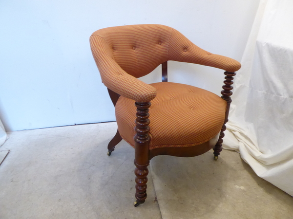 English Mahogany Victorian Upholstered Desk Chair