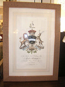 18th century set 5 copper engravings,handtinted, English family coat of arms