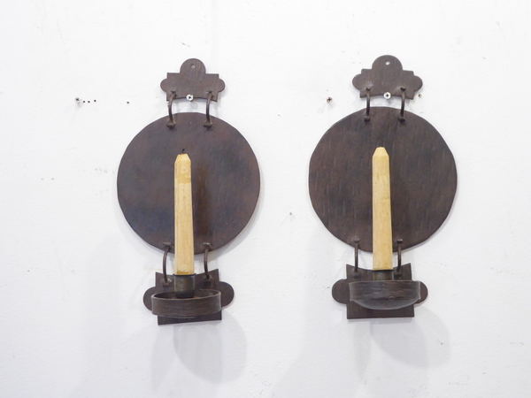 Pair of Hand Crafted Iron Candle Sconces