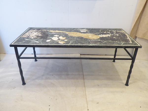 Italian Iron and Marble Coffee Table