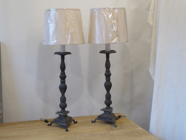 Antique Bronze Candlestick Lamps