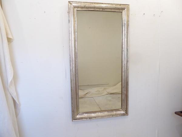 19th C Silverleaf Elongated Mirror