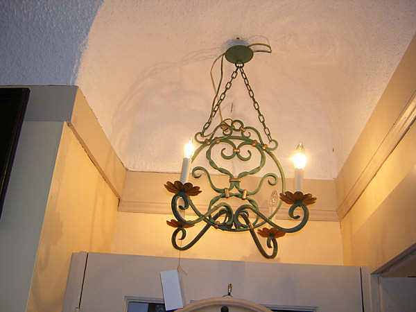 20th Century French Pair of Iron Chandeliers