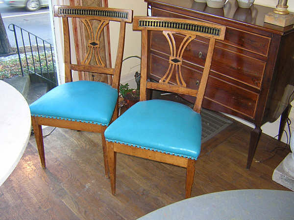 18th Century Northern Italian Pair Cherry Side Chairs