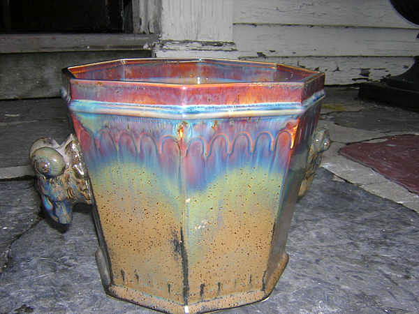 20th Century Italian Octagonal Ceramic Cache Pot