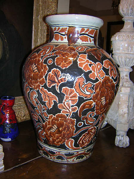 20th Century Mexican Floral Painted Vessel