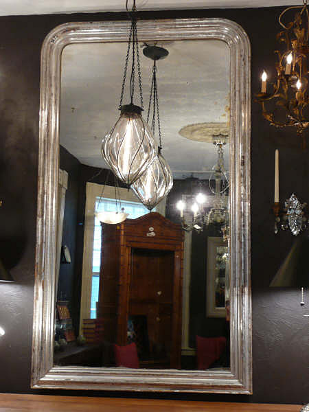 19th Century French Silver Leaf Mirror