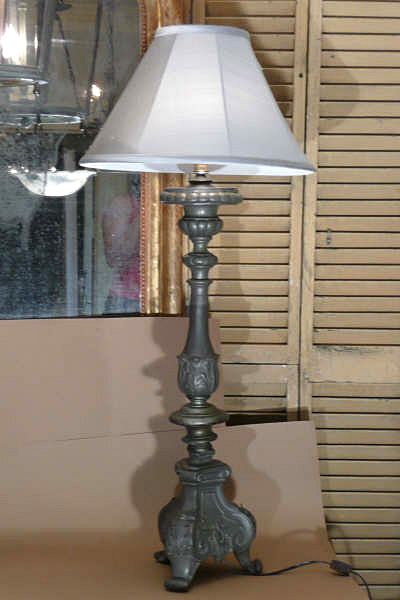 Pewter Candlestick Lamp