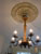 wood and iron 6 arm chandelier