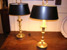 19th century pair of French bronze candlestick lamps