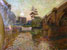 circa 1900 oil on canvas depicting a bridge