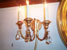 wood 3 arm sconces with prisms