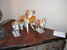set of three 19th century American folk art chalk dog banks