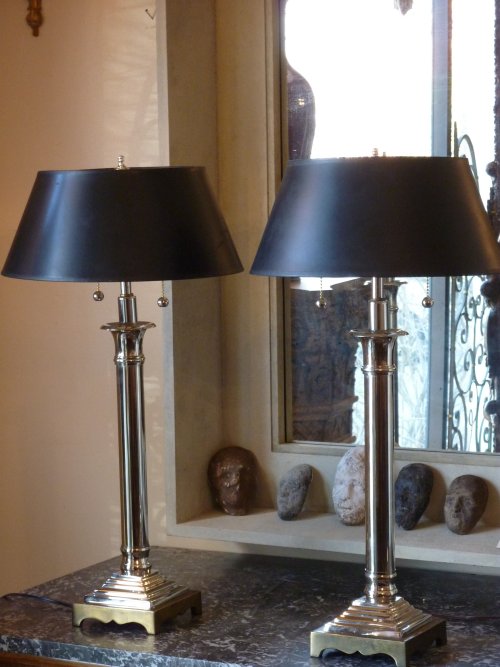 Pair Chrome Lamps