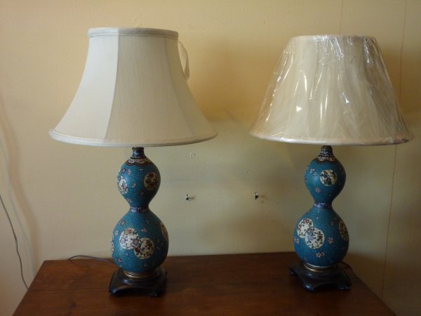Enameled Double Gourd Vase Lamps