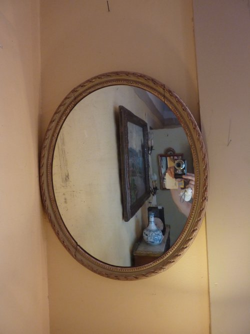 Small Carved Oval Mirror
