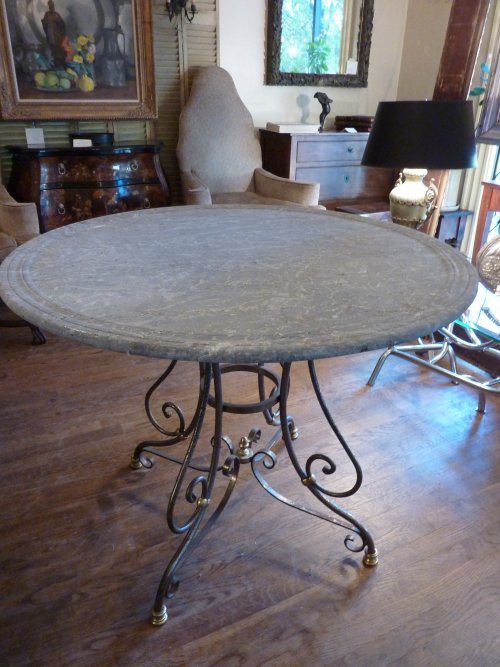 French Iron and Marble Center Table