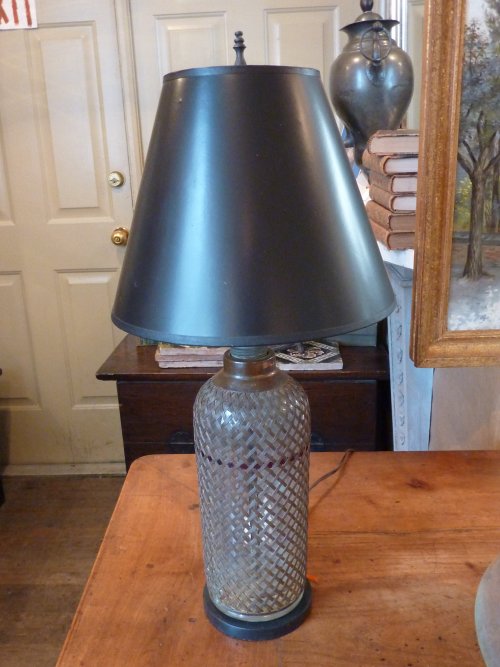 Metal Wrapped Seltzer Bottle Lamp