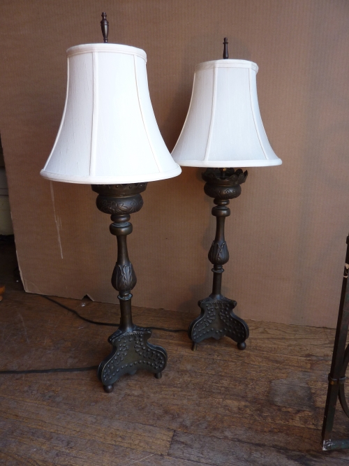 Antique Bronze Torchiere Lamps