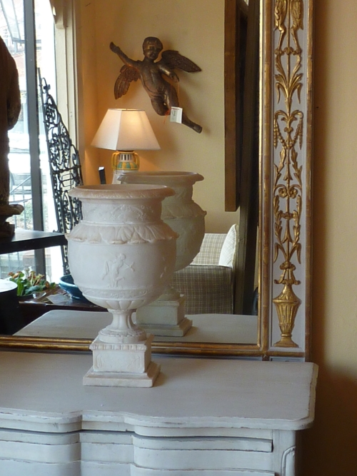 Pair of Antique Neoclassical Style Alabaster Urns