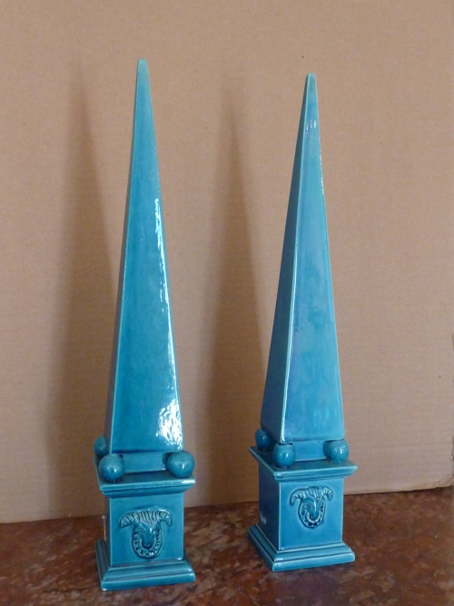 Pair Vintage Bassano Ceramic Obelisks