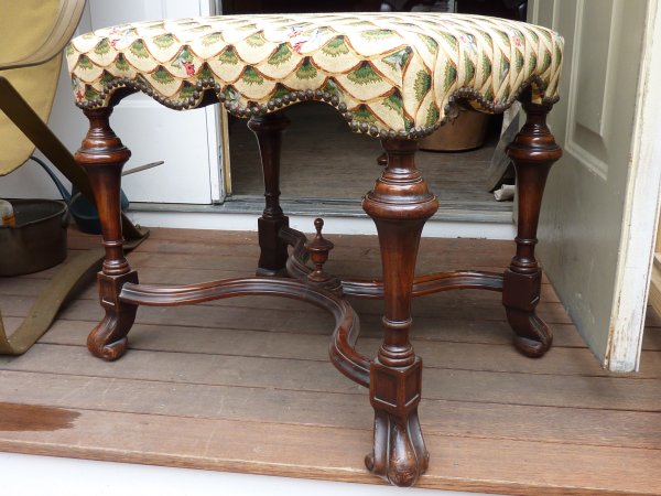 William and Mary Upholstered Stool