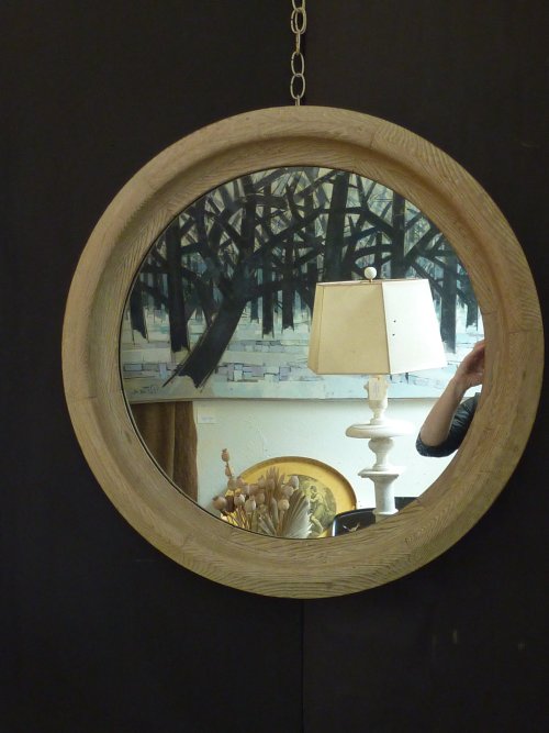 Antique Deep Profile Round Mirror