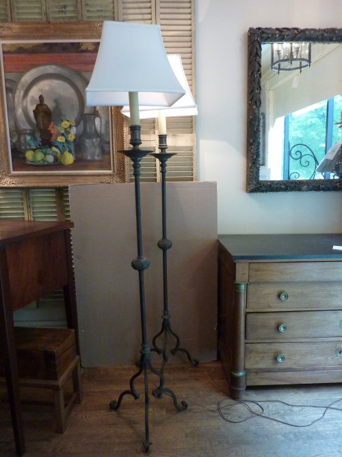 Pair Antique Torchieres Floor Lamps
